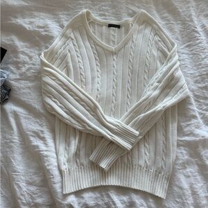 Brandy Melville White Cable Knit Sweater